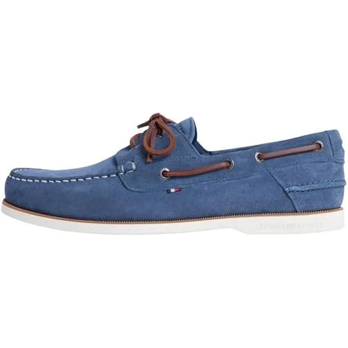 Offerta a tempo: Tommy Hilfiger Uomo Scarpa da Barca Core in Pelle Scamosciata, Blu (Aegean Sea), 40 - 40% da 119.90 € a 71.99 €