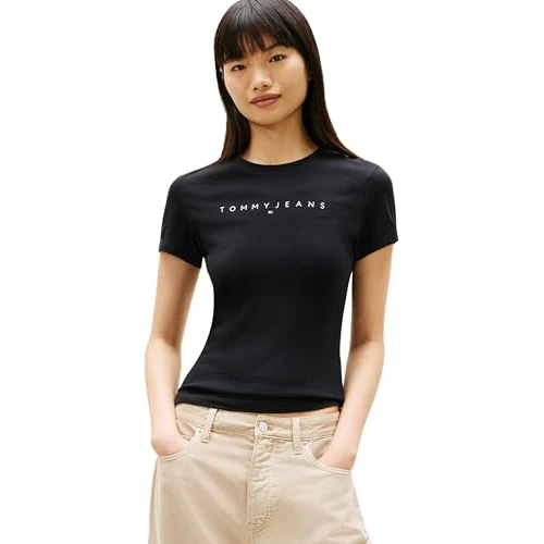 Offerta a tempo: Tommy Jeans T-Shirt da Donna Tjw Slim Linear Tee Ext Dw0Dw18398 S/S, Nero (Nero 1), XL Plus - 42% da 34.90 € a 20.24 €