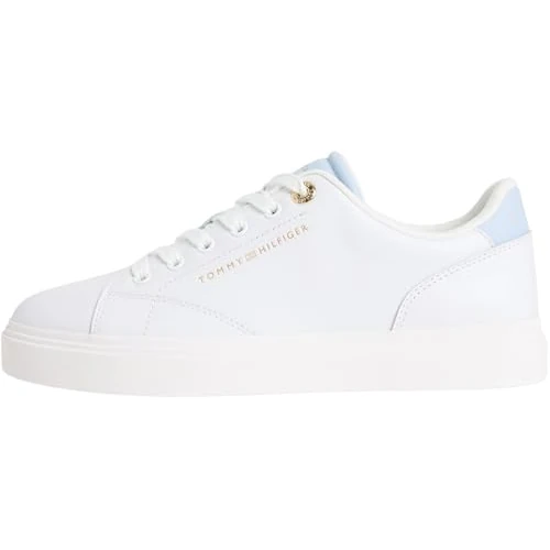 Offerta a tempo: Tommy Hilfiger Donna Sneakers con Suola Preformata Feminine in Pelle, Multicolore (White/Breezy Blue), 37 - 42% da 99.90 € a 57.99 €
