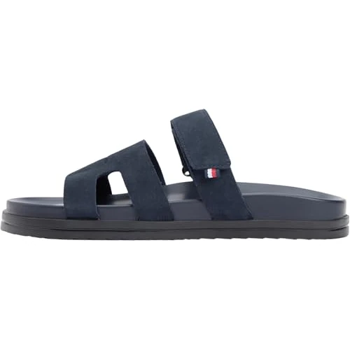 Offre limitée : Tommy Hilfiger Sandales plates réglables en daim de qualité supérieure pour homme FM0FM05774, bleu (ciel du désert), pointure 39,5 de 89.95 € à 89.95 € (0.00% de remise)