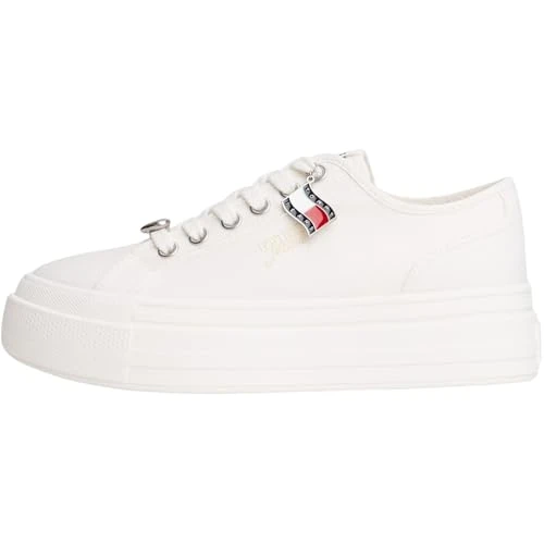 Zeitlich begrenztes Angebot: Tommy Jeans Damen Flatform Sneaker Charms mit Plateau, Weiß (Ecru), 40 von 99.90 € auf 49.50 € (50% Rabatt)