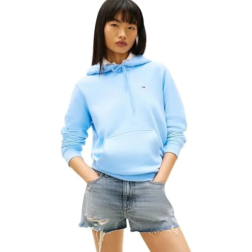 Offre limitée : Tommy Jeans Sweat à Capuche Tjw Reg S Flag Dw0Dw19958 pour Femme, Bleu (Bleu poudré Clair), S de 79.90 € à 39.95 € (50% de remise)