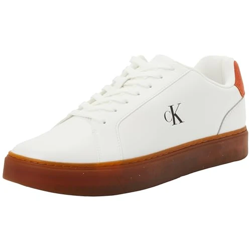 Offerta a tempo: Calvin Klein Uomo Sneakers con Suola Preformata Classic Laceup in Pelle, Verde (Bright White/Potters Clay/Gum), 46 - 62% da 99.90 € a 38.24 €
