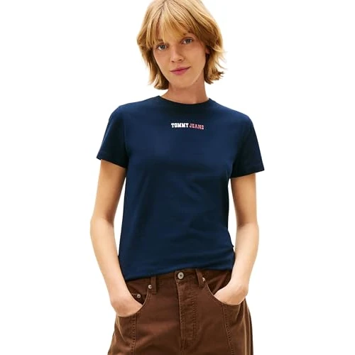 Zeitlich begrenztes Angebot: Tommy Jeans Damen T-Shirt Kurzarm Essential Logo mit Rundhalsausschnitt, Blau (Dark Night Navy), 1XL von 24.87 € auf 24.87 € (0.00% Rabatt)