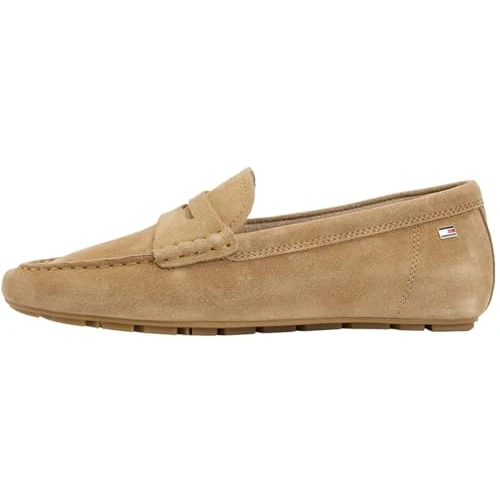 Offre limitée : Tommy Hilfiger Femme Flag Soft Suede Driver Loafer Fw0fw08558 Chaussures de conducteur, Khaki (Safari Canvas), 39 EU de 98.91 € à 89.02 € (10% de remise)