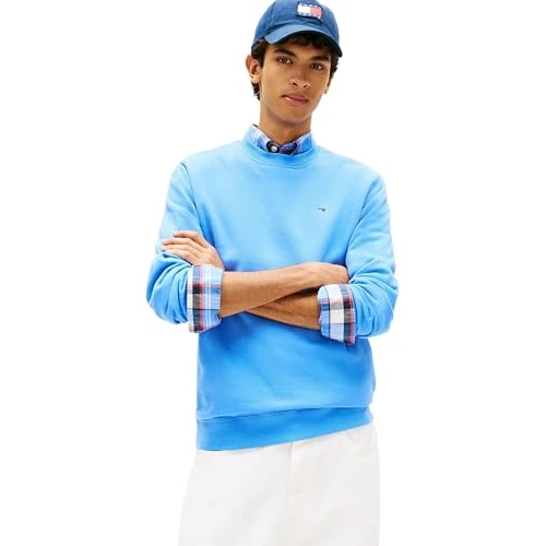 Tommy Jeans Heren Tjm Reg S Flag Crew Dm0Dm20741 Pullover Sweatshirt, BLAUW (Blue Twilight), XL