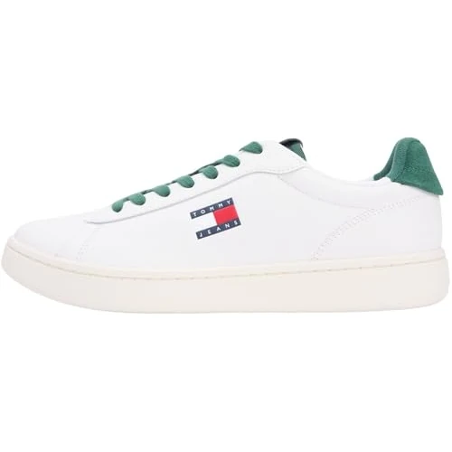 Limited-time offer: Tommy Jeans Men’s Cupsole Trainers Archive ‘98 in Leather, White (Ecru/Shadow Pine), 6.5 from 90.00 £ to 29.67 £ (save 67.03%)