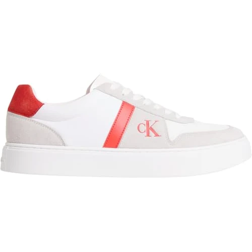 Offerta a tempo: Calvin Klein Uomo Sneakers con Suola Preformata Classic Lace in Pelle, Multicolore (Bright White/Orange Com), 42 - 60% da 99.90 € a 39.99 €