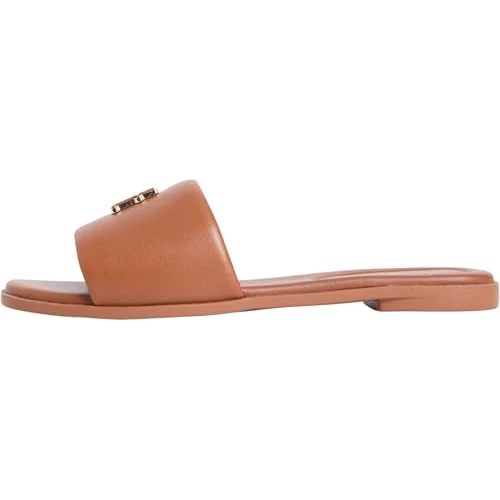 Offerta a tempo: Tommy Hilfiger Donna Sandali Logo Hardware Mule in Pelle, Marrone (Warm Bronze), 41 - 41% da 89.90 € a 53.00 €