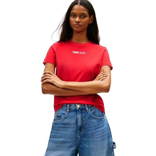 Oferta limitada: Tommy Jeans Camiseta de Manga Corta Mujer Essential Logo con Cuello Redondo, Rojo (Red Alert), 1XL de 16.70 € a 16.70 € (ahorro 0.00%)
