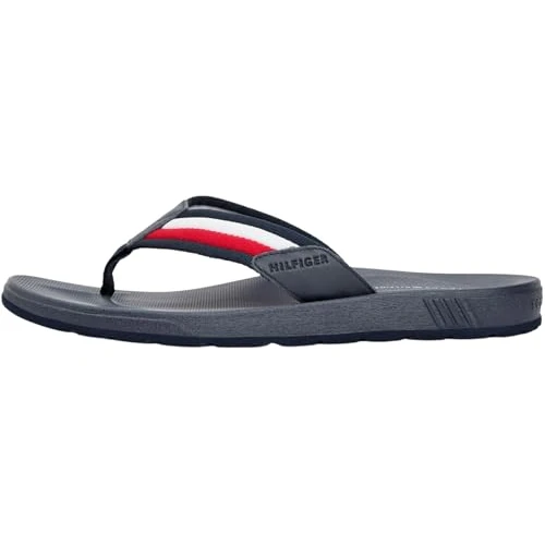 Offerta a tempo: Tommy Hilfiger Uomo Infradito Molded Beach Sandal con Fascetta in Tessuto, Multicolore (Rwb), 46 - 46% da 49.90 € a 26.99 €