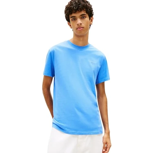 Offerta a tempo: Tommy Jeans Maglietta da Uomo Tjm Slim lineare Petto Ext Dm0Dm21780 S/S, Blu (Blu Crepuscolo), L - 47% da 29.90 € a 15.87 €