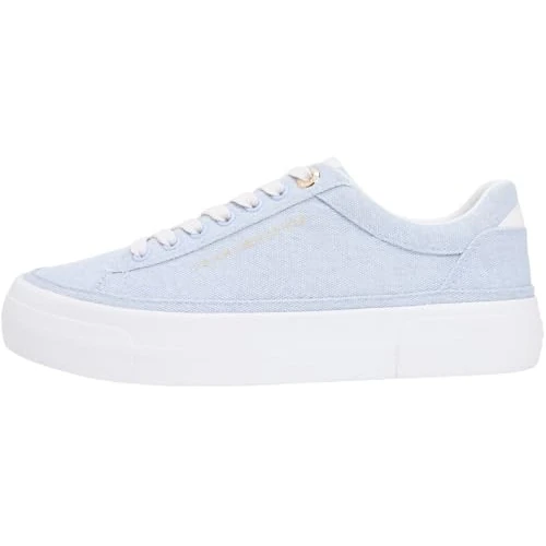 Zeitlich begrenztes Angebot: Tommy Hilfiger Damen Canvas Sneaker Foxing Platform zum Schnüren, Blau (Breezy Blue), 36 von 89.90 € auf 49.99 € (44% Rabatt)