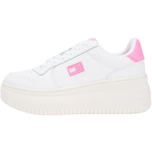 Offerta a tempo: Tommy Jeans Donna Sneakers Court Basket Flatform con Lacci, Rosa (Ecru/Synthetic Blush), 37 - 42% da 109.90 € a 63.96 €