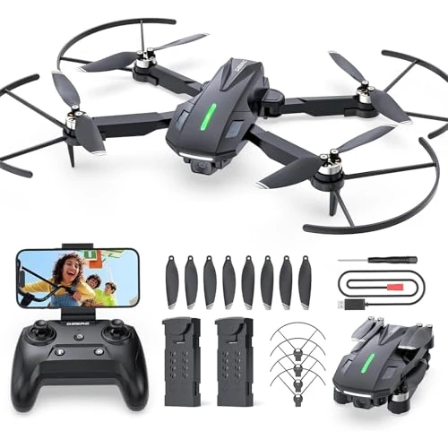 Drone Pieghevole DEERC D75 Con Fotocamera HD 1080P, Quadcopter FPV RC per Bambini e Adulti, 32 Minuti di Volo, Motori Brushless, Controllo Vocale e Gestuale, Tap Fly, 3 Velocità per Principianti