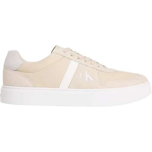 Limited-time offer: Calvin Klein Men's Cupsole Trainers Classic Lace-up in Leather, Beige (Oatmeal/Bright White), 11 from 74.33 £ to 36.73 £ (save 50.59%)