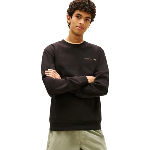 Tommy Jeans TJM Reg Linear Crew Ext Dm0Dm20249 Sudadera sin Botones para Hombre, Naranja (Negro/Faded Sun Kiss), XXL