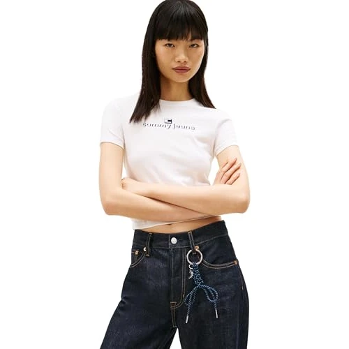 Offre limitée : Tommy Jeans T-Shirt pour Femme Tjw Slim Ess Logo 1 Tee Ext Dw0Dw21542 S/S, Blanc (écru), 3XL_Plus de 29.90 € à 29.90 € (0.00% de remise)