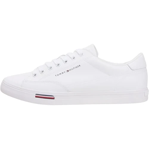 Offerta a tempo: Tommy Hilfiger Uomo Sneakers Vulcanizzate Long Lace Profilo Basso, Bianco (White), 41 - 46% da 99.90 € a 53.99 €