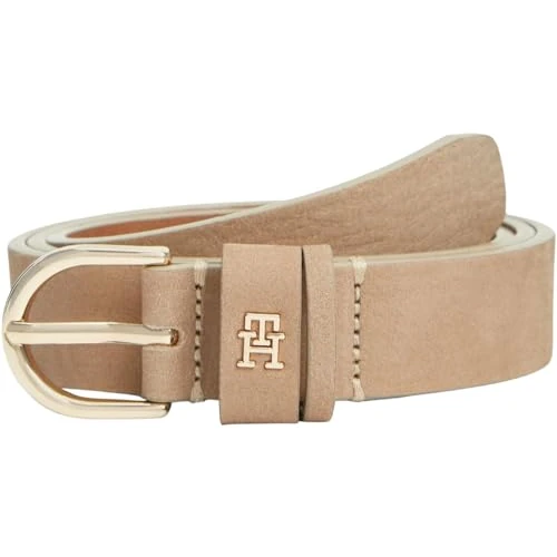Offerta a tempo: Tommy Hilfiger Donna Cintura Essential Effortless 2,5 cm in Pelle, Beige (Clayed Pebble), 130 cm - 52% da 49.90 € a 24.00 €