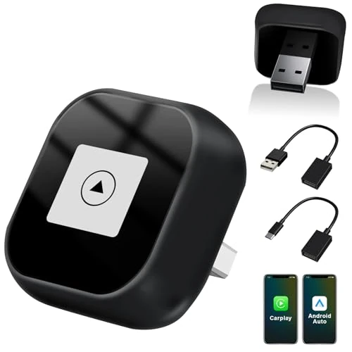 Offerta a tempo: Adattatore 2 In 1 Wireless Carplay E Android Auto, Mini Carplay Aggiornato 2025, Converte Da Cablato A Wireless, Plug & Play, Connessione Automatica, Compatto, Per Iphone E Android (Nero Opaco) - 37% da 25.99 € a 16.28 €