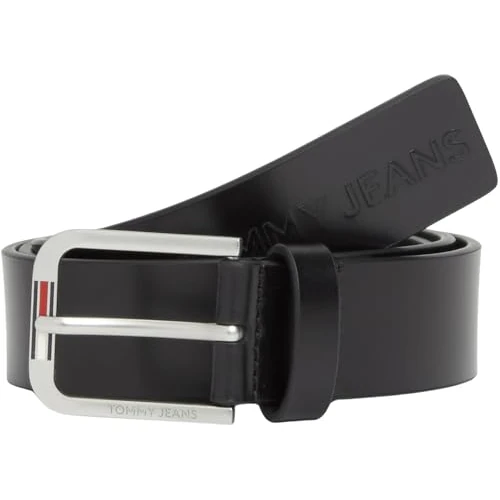 Offerta a tempo: Tommy Jeans Uomo Cintura Austin Seasonal 3,5 cm con Logo in Rilievo, Nero (Black), 105 cm - 10% da 16.78 € a 15.10 €