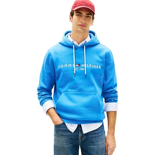 Tommy Hilfiger Tommy Logo MW0MW11599 Sudadera con Capucha para Hombre, Azul, XL