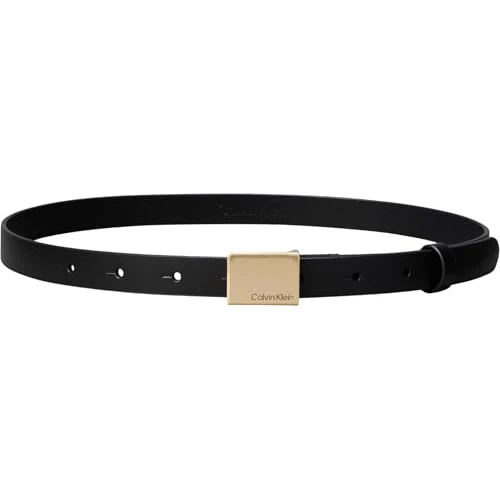 Zeitlich begrenztes Angebot: Calvin Klein Damen Gürtel Titlecase Plaque 2,0 cm aus Leder, Schwarz (Black/Antique Light Gold), 135 cm von 45.07 € auf 45.07 € (0.00% Rabatt)