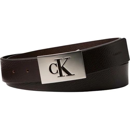 Offerta a tempo: Calvin Klein Uomo Cintura Mono Plaque Chiusura con Placchetta, Marrone (Ck Dark Brown/Pewter), 125 cm - 8% da 20.59 € a 18.99 €