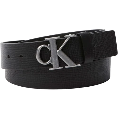 Calvin Klein CK Buckle 40mm Fixed Lv04d7085g Cinture, Black (Black/Antique Silver), 90 cm Uomo