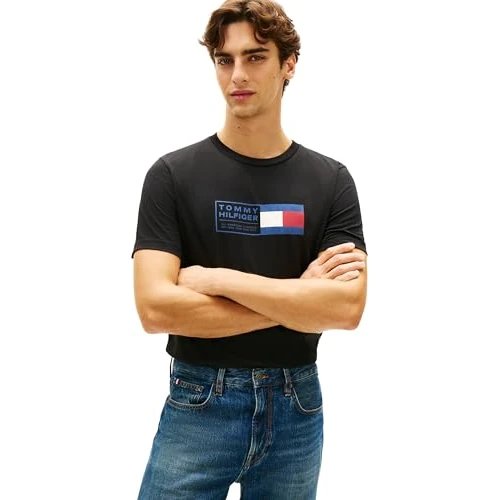 Tijdelijke aanbieding: Tommy Hilfiger Heren merk liefde tekstvak T-shirt MW0MW42366 S/S T-shirt, zwart, XXL van 29.61 € naar 29.61 € (0.00% korting)