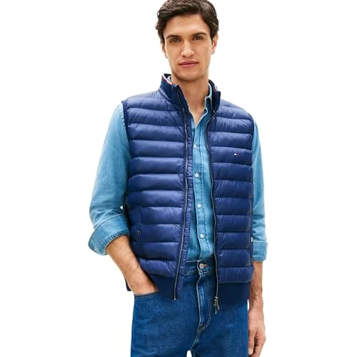 Limited-time offer: Tommy Hilfiger Men’s Gilet Mix Media Essential Quilted, Blue (Carbon Navy), M from 171.20 £ to 105.95 £ (save 38.11%)