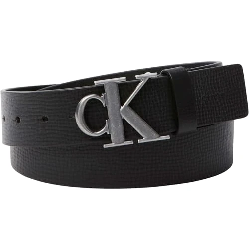 Limited-time offer: Calvin Klein Men's Belt 4 cm Fixed with Monogram Buckle, Black (Black/Antique Silver), 53.1 inches from 25.24 £ to 25.24 £ (save 0.0%)