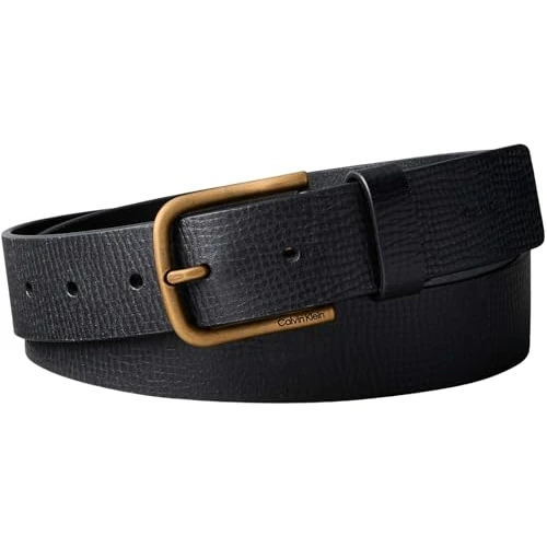 Oferta limitada: Calvin Klein Cinturón Hombre Round Buckle 3,5 cm de piel, Negro (Black/Antique Brass), 125 cm de 18.58 € a 15.35 € (ahorro 17%)
