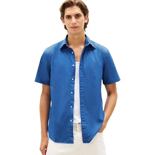 Oferta limitada: Tommy Hilfiger Camisa Hombre Flex Poplin Solid de algodón, Azul (Blue Orbit), XXL de 69.90 € a 38.16 € (ahorro 45%)