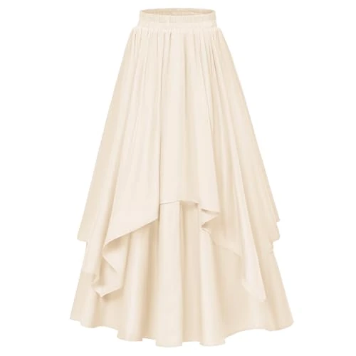 Offerta a tempo: SCARLET DARKNESS Gonna medievale lunga da donna con vita elastica e orlo irregolare gonna maxi rinascimentale, albicocca, L - 0.00% da 36.99 € a 36.99 €