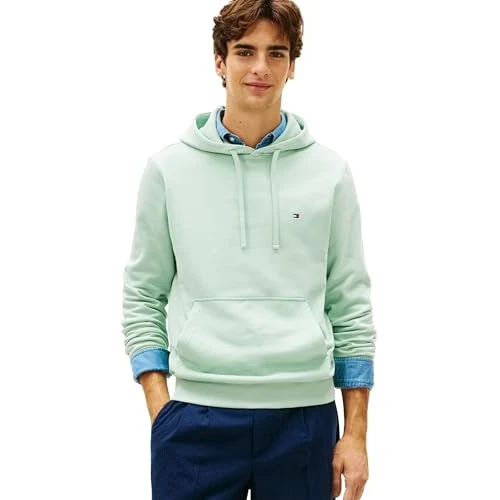 Offre limitée : Tommy Hilfiger Essential Terry Hoody MW0MW37235 Pull à Capuche pour Homme, Vert, Taille M de 109.90 € à 50.52 € (54% de remise)