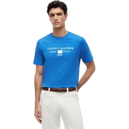 Offerta a tempo: Tommy Hilfiger Brand Love Mono Stack Tee Mw0mw42365 Maglietta S/S, Blue (Blue Orbit), M Uomo - 50% da 39.90 € a 19.99 €