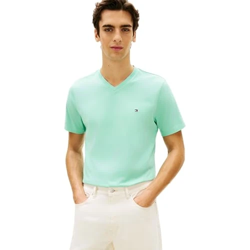 Offre limitée : Tommy Hilfiger Essential V-Neck Tee MW0MW39249 S/S T-Shirt, Bleu, M de 39.90 € à 16.97 € (57% de remise)