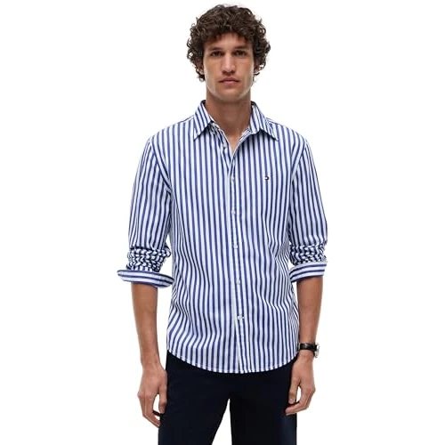 Tijdelijke aanbieding: Tommy Hilfiger Heren Flex Poplin Classic STP Rf Shirt MW0MW42440 S/S Shirt, blauw, XS van 56.69 € naar 56.69 € (0.0% korting)