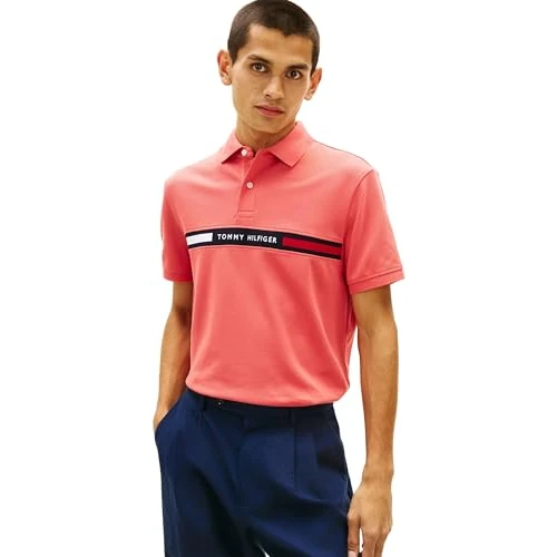 Zeitlich begrenztes Angebot: Tommy Hilfiger Herren Poloshirt Kurzarm Chest Insert Regular Fit, Rot (Vintage Red), L von 49.45 € auf 31.00 € (37% Rabatt)
