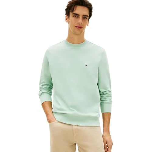 Tommy Hilfiger Heren Essential Terry Crewneck MW0MW37237 Pullover Sweatshirt, GROEN, L