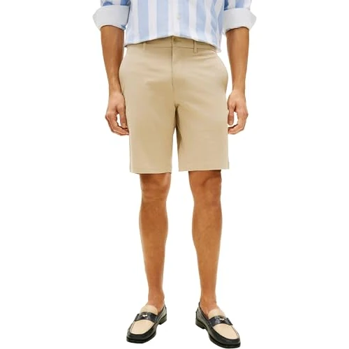 Offerta a tempo: Tommy Hilfiger Uomo Pantaloncini Chino Denton Twill in Cotone Elasticizzato, Beige (Sandalwood), 31W - 44% da 89.90 € a 50.17 €