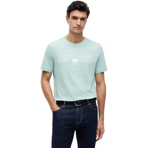 Oferta limitada: Tommy Hilfiger Camiseta de Manga Corta Hombre Brand Love Mono Stack de algodón, Verde (Crushed Mint), M de 39.90 € a 21.95 € (ahorro 45%)