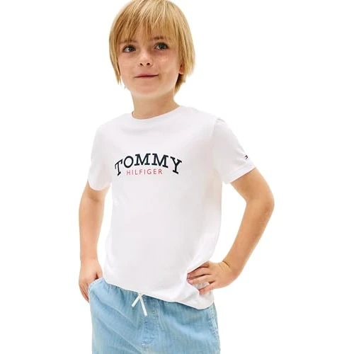 Offerta a tempo: Tommy Hilfiger Bambino T-Shirt Maniche Monogram Graphic in Cotone, Bianco (White), 10 Anni - 32% da 24.90 € a 16.99 €