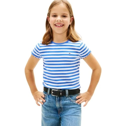 Offerta a tempo: Tommy Hilfiger Bambina T-Shirt Maniche Corte Essential Rib Slim Fit, Blu (Empire Blue Stripes), 3 Anni - 0.00% da 13.13 € a 13.13 €