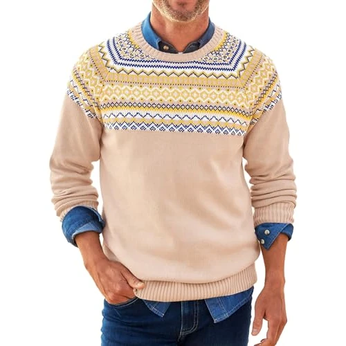 Limited-time offer: Runcati Men's Christmas Knitted Pullover Crew Neck Long Sleeve Sweater Men Winter Basic Casual Jumper, khaki, XL from 23.30 GBP to 23.30 GBP (save 0%)