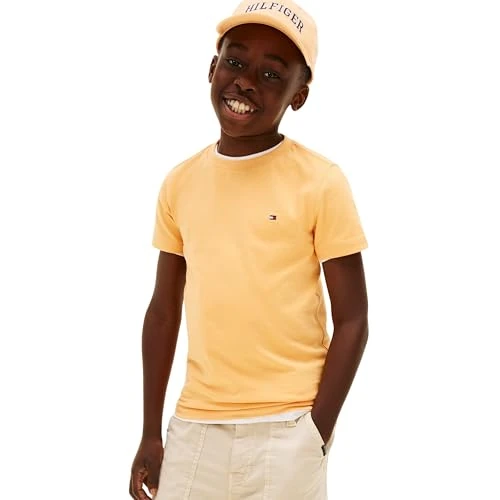 Limited-time offer: Tommy Hilfiger Boy's Essential Cotton Reg Fit Tee Ss KB0KB06879 Other Tops, Orange (Faded Sun Kiss), 12 Years from 20.29 £ to 16.20 £ (save 20.16%)