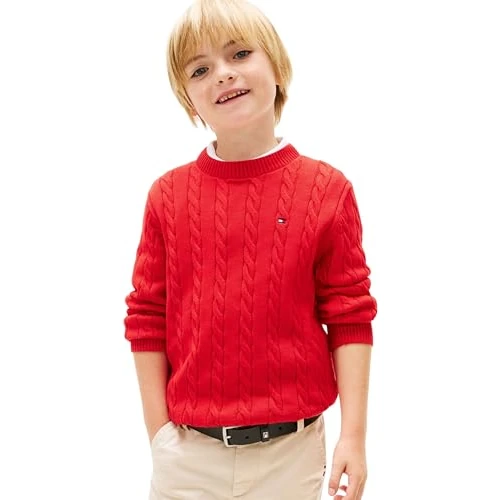 Oferta limitowana: Tommy Hilfiger Bawełniany sweter chłopięcy KB0KB09753 Swetry, CZERWONY (Rapid Red), 7 lat z 180.34 zł na 180.34 zł (oszczędź 0.00%)