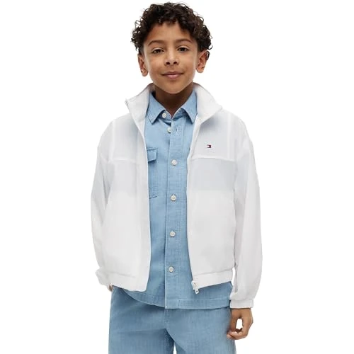 Zeitlich begrenztes Angebot: Tommy Hilfiger Kinder Unisex Windbreaker Jacke mit Stehkragen, Weiß (White), 3 Jahre von 50.54 € auf 50.54 € (0.00% Rabatt)